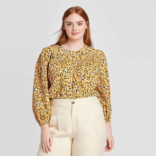 Who What Wear x Target + Floral Print Balloon Sleeve Blouse
