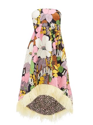 La Doublej + La Scala Dip-Hem Floral-Print Cotton-Blend Dress