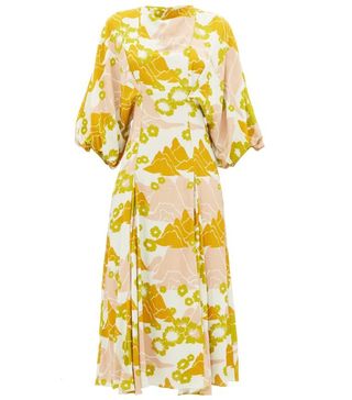 Ssone + Mountain Balloon-Sleeve Floral-Print Midi Dress