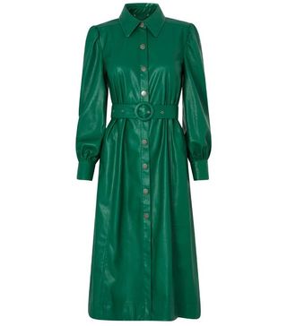 Kitri + Elena Green Faux Leather Shirt Dress