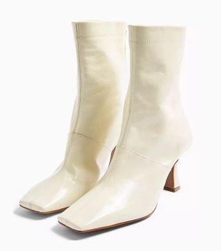 Topshop + Cream Flared Boots