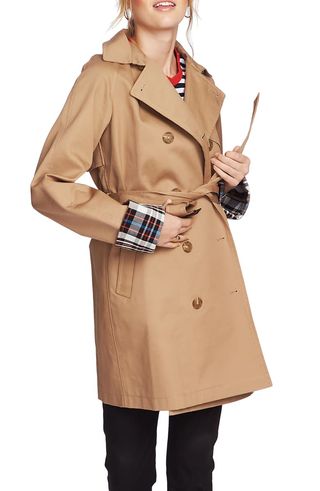 Court & Rowe + Plaid Lined Double Breasted Trench Coat