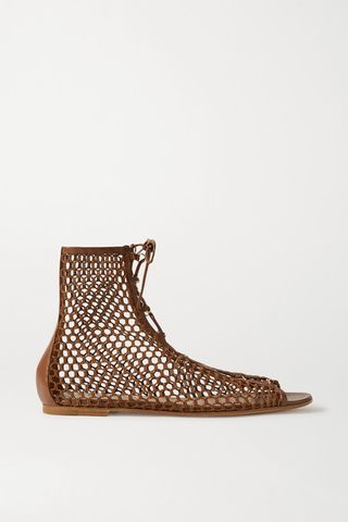 Gianvito Rossi + Leather-Trimmed Mesh Sandals