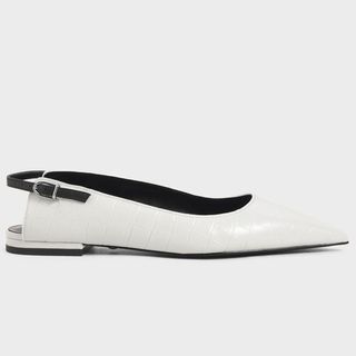 Charles & Keith + Croc-Effect Ballerina Flats