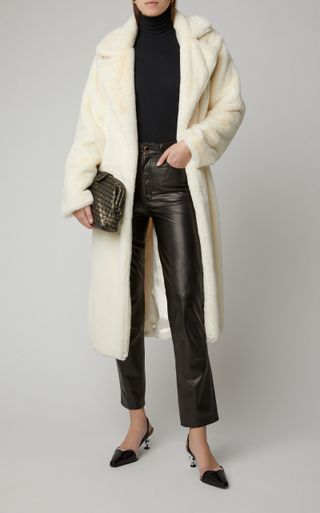 Apparis + Mona Belted Faux Fur Coat