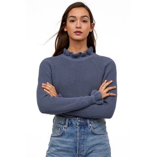 H&M + Ruffled Ribbed Sweater