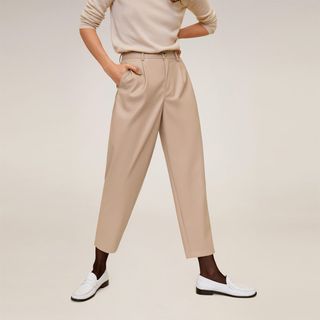 Mango + Relaxed Fit Faux-Leather Pants