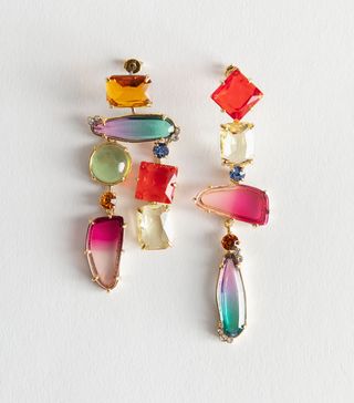 & Other Stories + Rainbow Rhinestone Hanging Earrings