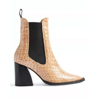 Topshop + Harry Leather Taupe Crocodile Chelsea Boots