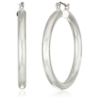 Nine West + Silver Round Tube Hoop Earrings