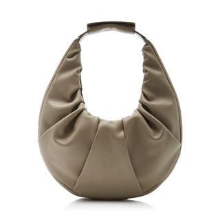 Staud + Soft Leather Moon Bag in Grey