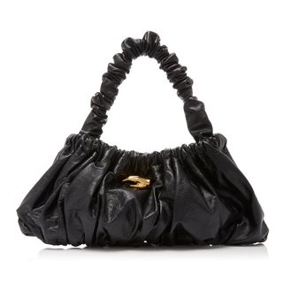 Marargent + Pierre Ruched Leather Top Handle Bag in Black