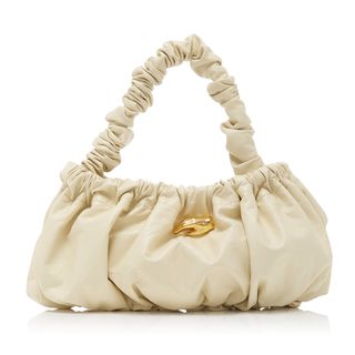 Marargent + Pierre Ruched Leather Top Handle Bag in White