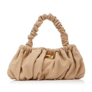 Marargent + Pierre Ruched Leather Top Handle Bag in Neutral