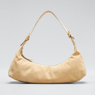 By Far + Mara Suede Shoulder Bag in Cream