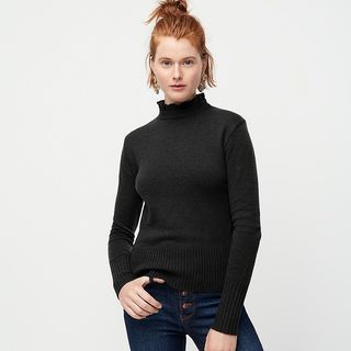 J.Crew + Wool-Blend Ruffle-Neck Sweater