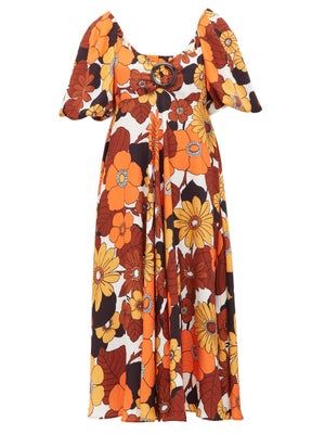 Dodo Bar Or + Sweetheart-Neckline Floral-Print Dress