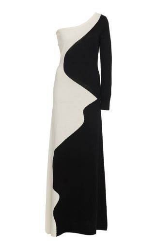 Victor Glemaud + Color-Block One-Shoulder Merino Wool Midi Dress