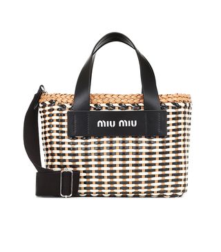 Miu Miu + Woven-Leather Tote