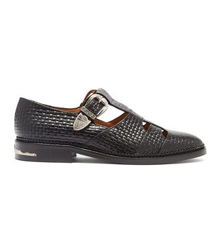 Toga + Dolly T-Bar Woven-Effect Leather Loafers