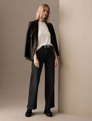 Autograph + Luxury High Waisted Wide Leg Jeans