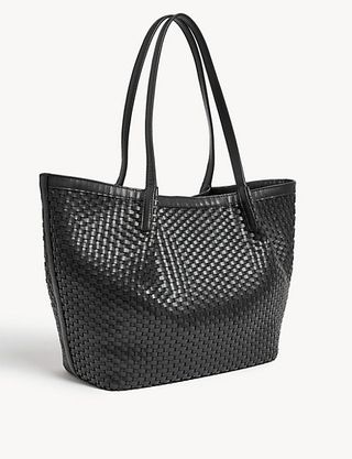 M&S Collection + Leather Woven Tote Bag