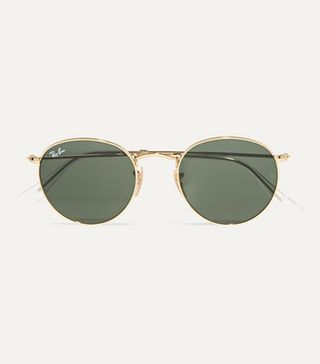 Ray-Ban + Round-Frame Gold-Tone Sunglasses