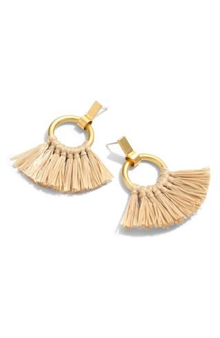 Madewell + Raffia Tassel Hoop Earrings