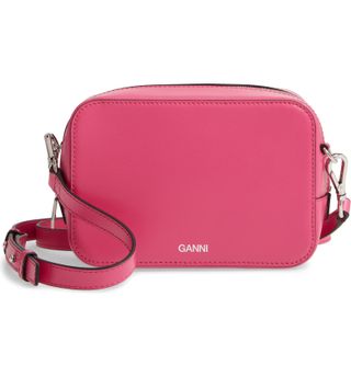 Ganni + Textured Leather Camera Crossbody Bag
