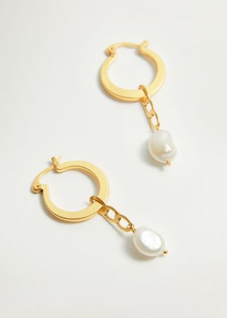 Mango + Pearl-Bead Hoop Earrings