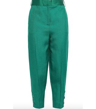 Victoria, Victoria Beckham + Satin-Trimmed Woven Tapered Pants