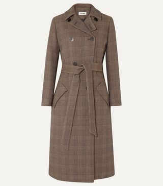 Cefinn + Sullivan Belted Prince of Wales Checked Cotton-Blend Trench Coat