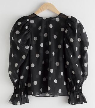 & Other Stories + Sheer Puff Sleeve Polka Dot Blouse