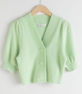 & Other Stories + Puff Sleeve Wool Blend Cardigan