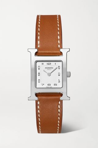 Hermès Timepieces + Heure H 21mm Small Stainless Steel and Leather Watch