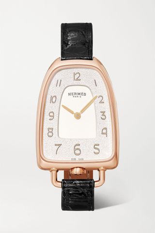 Hermès Timepieces + Galop D'Hermès 26mm Medium 18-Karat Rose Gold and Alligator Watch