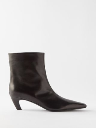 Khaite + Arizona 45 Square-Toe Leather Boots