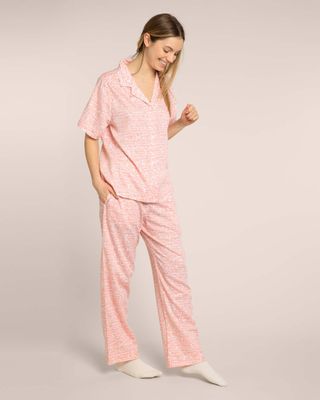 Yawn + Pink Lovebirds Organic Short Sleeved Pyjama Set