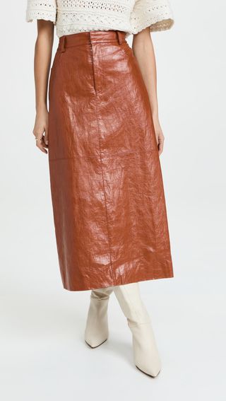 Sea + Laurence Faux Leather Midi Skirt
