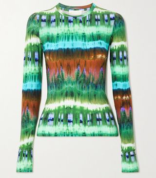 Marica + Tie-Dyed Stretch-Jersey Top