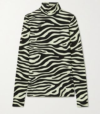 Proenza Schouler + Zebra-Print Stretch-Cotton Jersey Turtleneck Top