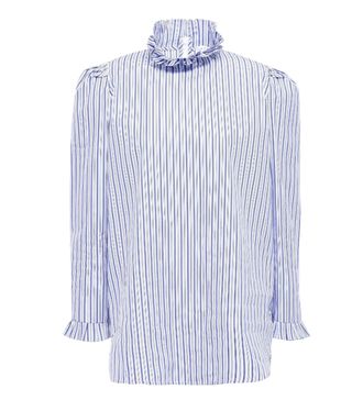 Sandro + Ruffle-Trimmed Cotton-Poplin Blouse