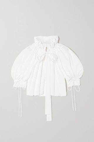 Horror Vacui + Alice Tie-Detailed Gathered Cotton-Poplin Blouse