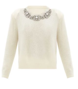 Christopher Kane + Crystal-Embellished Cashmere-Blend Sweater