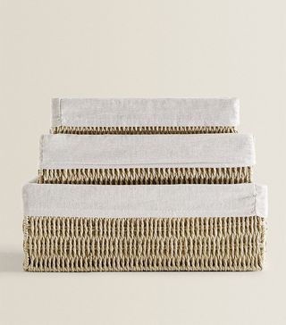 Zara Home + Rectangular Fabric-Lined Basket