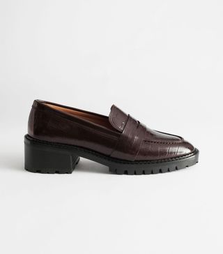 & Other Stories + Croc Embossed Block Heel Loafers