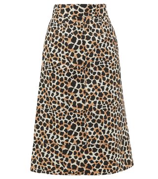 Sea + Apollo Leopard-Print Cotton A-Line Skirt