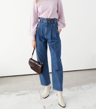 & Other Stories + High Rise Pleated Organic Cotton Jeans