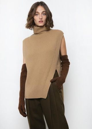 The Frankie Shop + Biscuit Beige Ribbed Sweater Vest