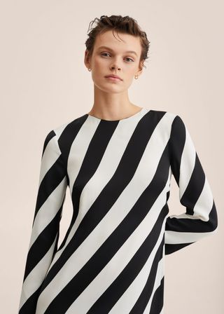 Mango + Cut-Out Back Striped Dress